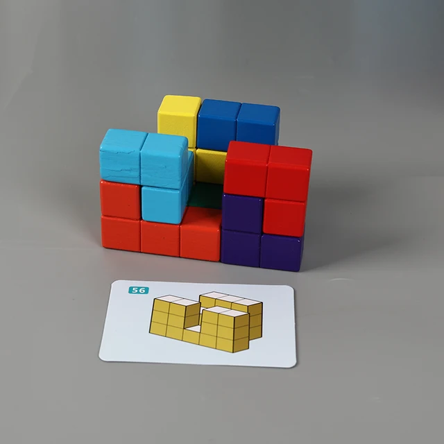 Wooden children's cube blocks, geometric models, math spatial learning, educational toys, Montessori teaching aids 4