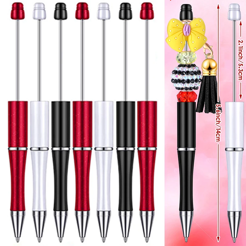 12Pcs Beadable Ballpoint Pens Plastic Xmas Bead Pen Ballpoint Pens Black Ink Ball Pen for Kids Students 2