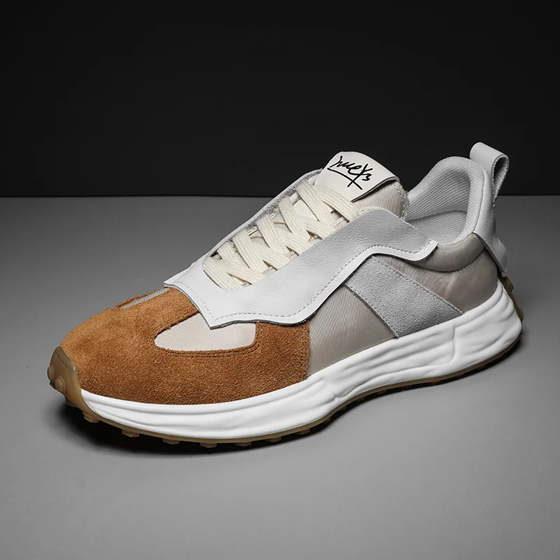 

Genuine Leather Casual Sneakers 2022 Men Trainers Sneakers Comfy Shoes for Walking Jogging Sports Lace Up Luxury Brand Men Shoes