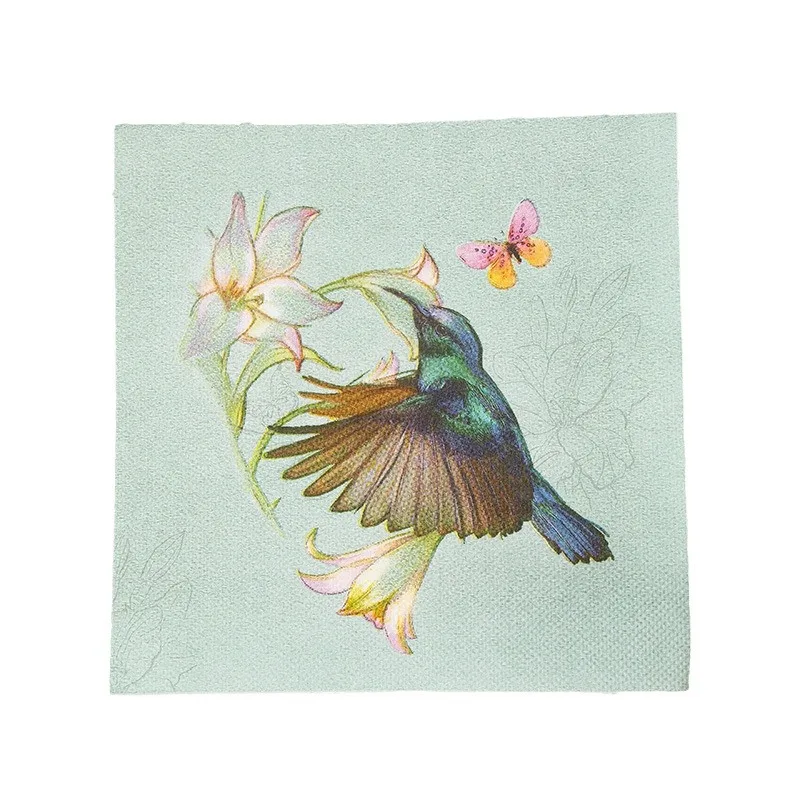 Flower and Bird Series Printed Napkins 20pcs/Pac Native Wood Pulp 2-Ply Kitchen Table Holiday Decoration