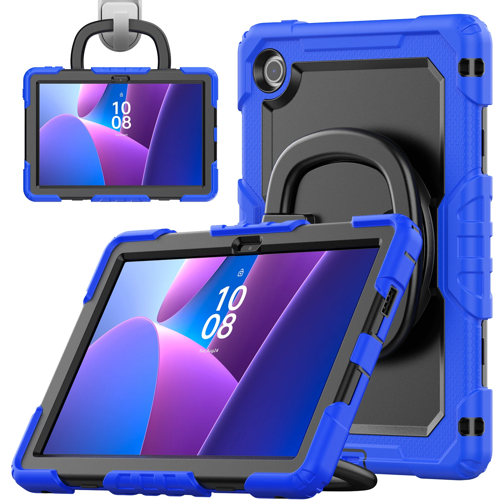 Heavy-Duty Shockproof Tablet Case with 360° Rotatable Bracket, 10.1 Inch