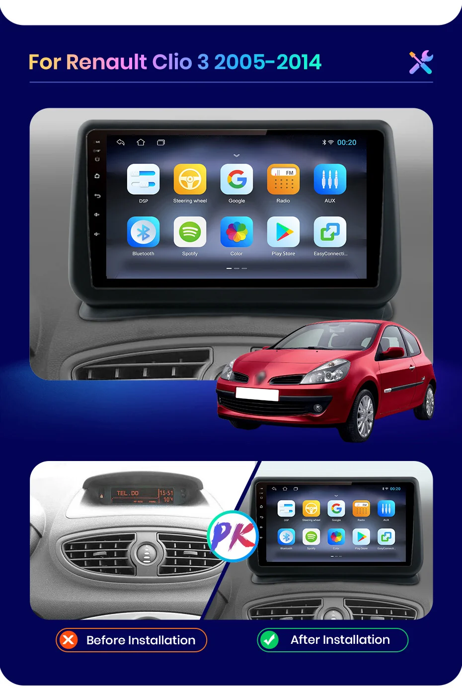 S6d5ce9aafaf148d3b1422c4aa60d574fA AWESAFE PX9 Wireless CarPlay Autoradio for Renault Clio 3 2005-2014 Car Radio Multimidia Android Auto Car Intelligent Systems
