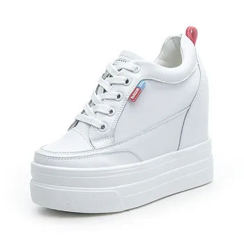 11cm Platform Wedge Sneakers 2026 Summer Shoes Genuine Leather Air Mesh Hollow Women White Summer Shoes High Heel