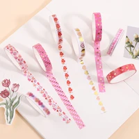Kawaii Stars Love Heart Washi Tapes Set Gold Foil Masking Tape Scrapbooking Diary Journal Planner Supplies Cartoon Stationery 5