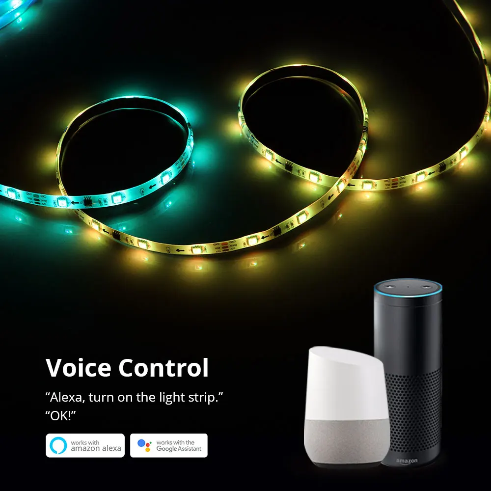 Benexmart Tuya WiFi RGBIC LED Strip Light Dreamcolor Addressable Flexible Tape Christmas Decor TV Backlight Alexa Google Home