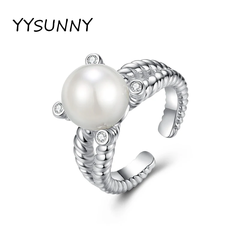

Классическое регулируемое кольцо YYSUNNY из стерлингового серебра 925 пробы для женщин, модные женские свадебные кольца с жемчугом, Подарок на годовщину