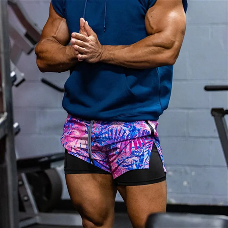 

Summer New Double-Layer Shorts Outdoor Running Sports Zipper Pocket Mid-Waist 2 In 1 Fashion Pants