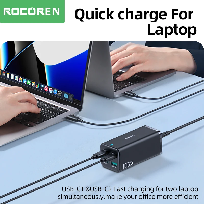 Rocoren Kan nyelv 100W asztali töltő Élősövény Hozzákezdés 4.0 QC 5.0 3.0 Palládium USB-C típusa C USB gyorsan töltés számára macbook samsung IPhone Notebook