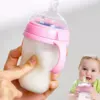 New 0-36 months baby nano-silicone bottle 240ml 150ml with handle Breastmilk-like design Soft milk pulling 1