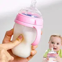 New 0-36 months baby nano-silicone bottle 240ml 150ml with handle Breastmilk-like design Soft milk pulling 1