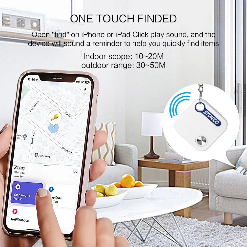 STONEGO Bluetooth GPS Tracker High-precision location tracking via Apple Find My AirTag Replacement MFI Smart ITag