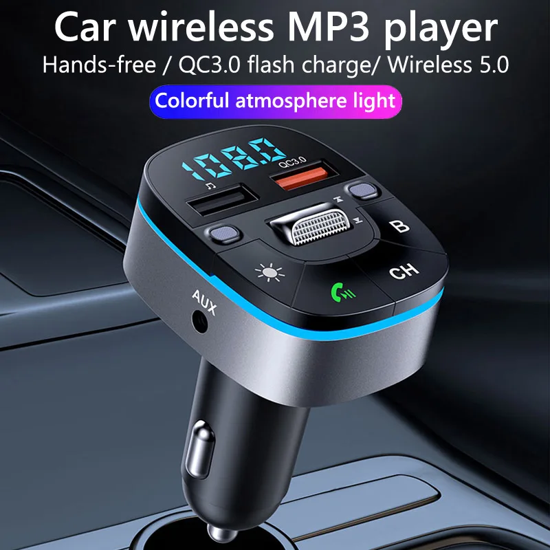 T25 Car Bluetooth FM Transmitter MP3 Player Hands-Free Dual USB Fast Charge