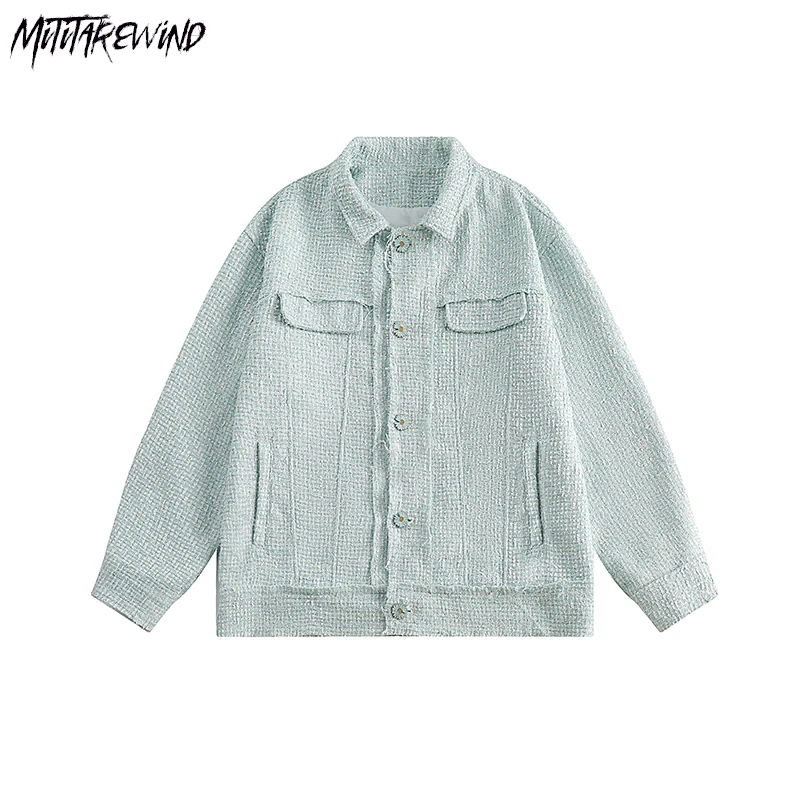 

Fashion Korean Casual Jackets Couple Long Sleeve Autumn Winter Turn Down Collar Vintage Button Harajuku Single Breasted Coats