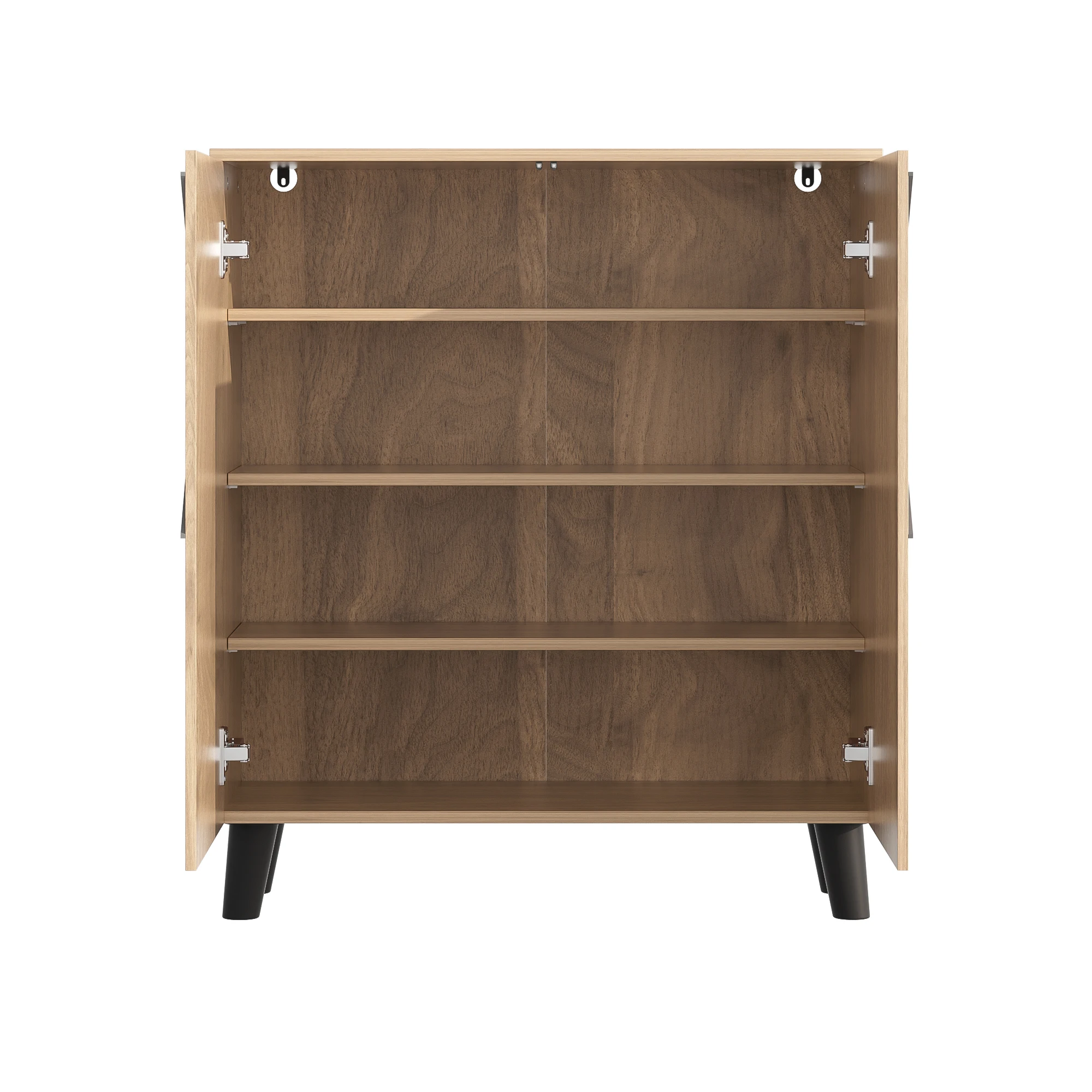 Moderner Schuhschrank mit dekorativem Rattanmuster, 80×32×91 cm, stilvoller Flurschrank mit Stauraum, geschlossenen Türen, Regal – Detail 10