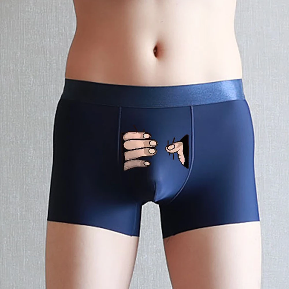 Men's Blue Ice Silk Breathable Cartoon Boxer Briefs