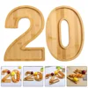 2 Pcs Birthday Number Tray Charcuterie Boards Wood Fillable Food Boxes Letter Cheese Platter Foof Baby Letters 6