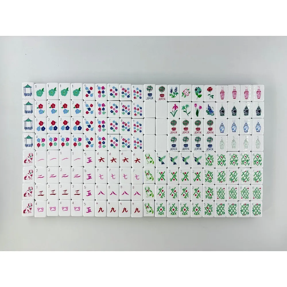 각인 패턴이 있는 4겹 미국 마작 카드 세트(160장), 고급 사교 클럽 게임에 적합, 청록색 팬 패드 포함
