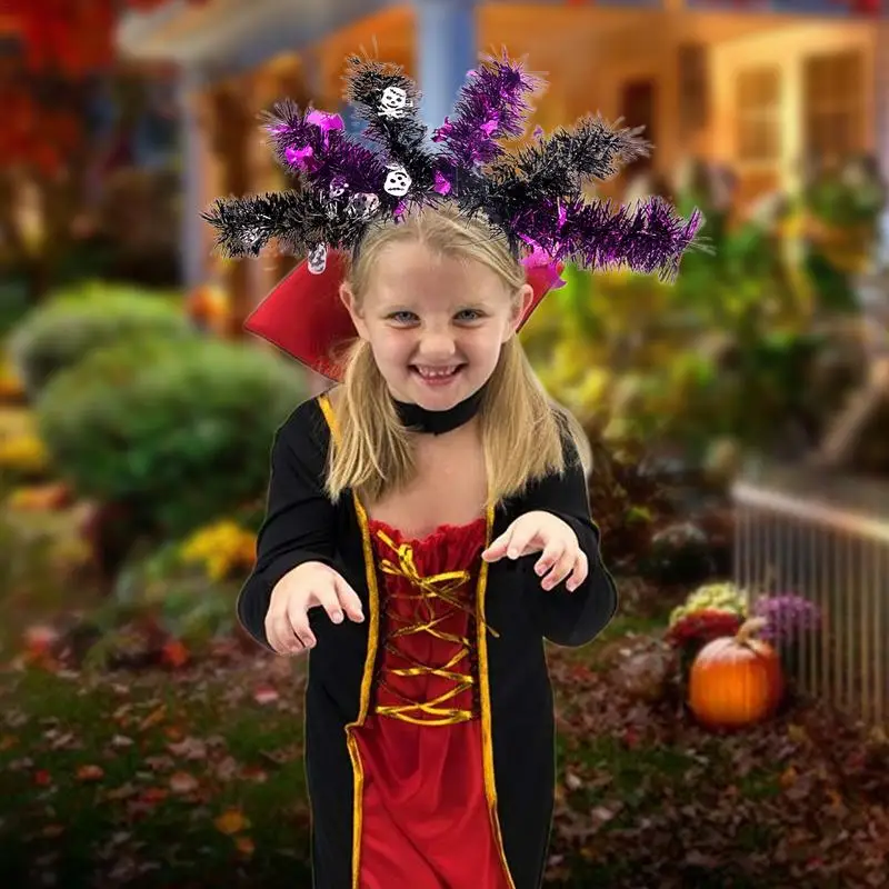 Halloween Pumpkin Headband Colorful Wool Strips Halloween Hair Bands Party Favors Headwear Cosplay Props