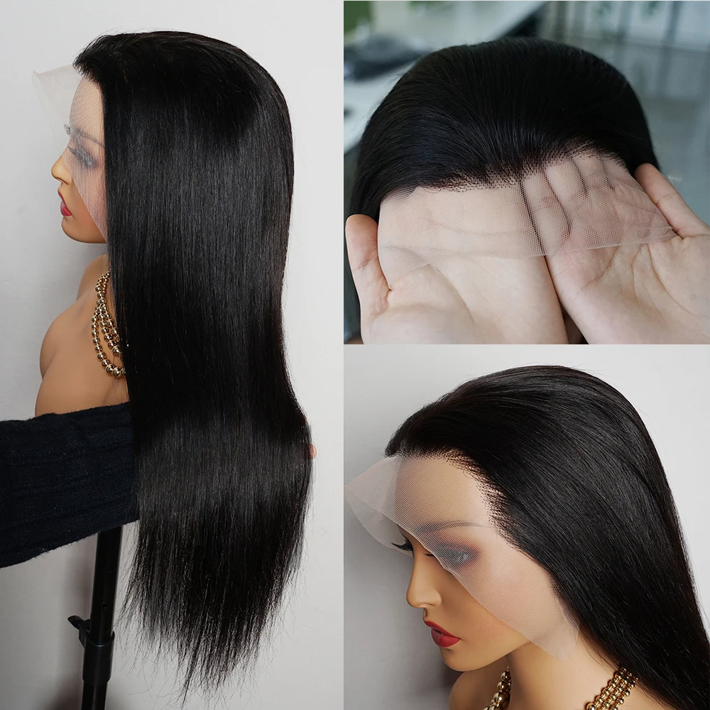 Human Hair Wigs 180% 13x4 Bone Straight Lace Front Wig Indian Remy Transparent Lace Frontal Wig Human Hair Wigs 4x4 Closure Pre-Plucked