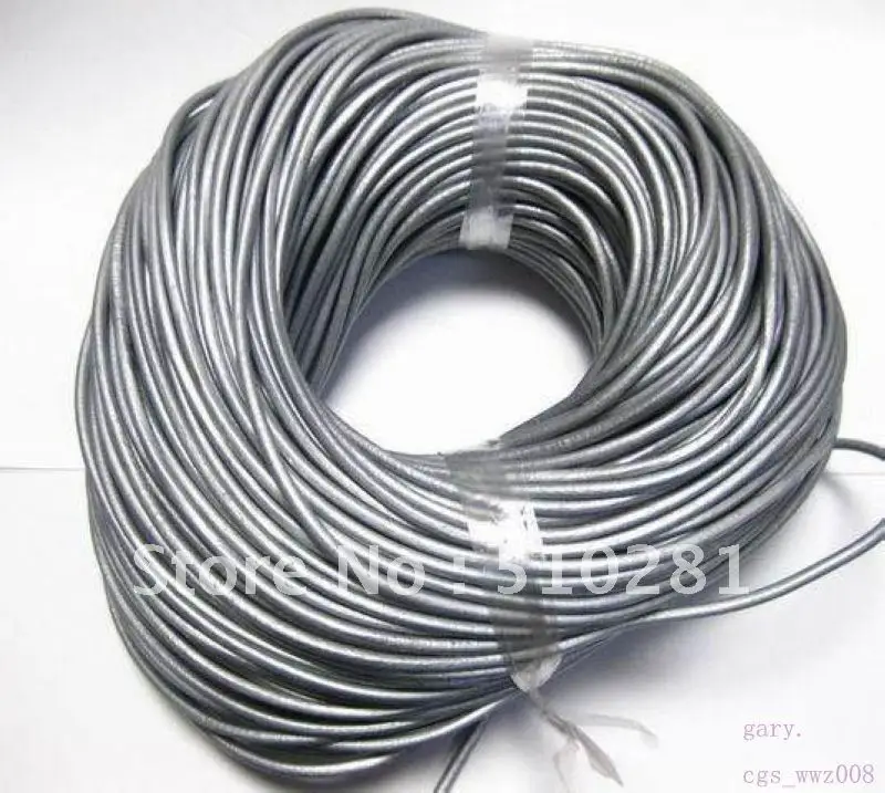 

100 meter silver real round leather jewerly cord 1.5mm is on sale for