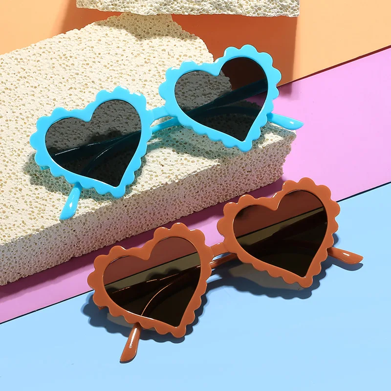 Cute Baby Cartoon Glasses Heart Shaped Fashion Boys And Girls UV Resistant Personalized Children's Love Sunglasses