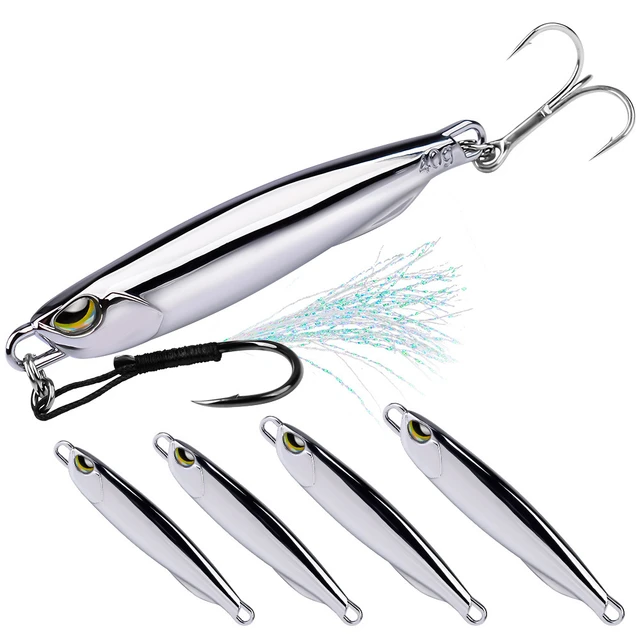 Chrome Jig Sea Fishing Front Jig Hook with Feather Jigging Lure