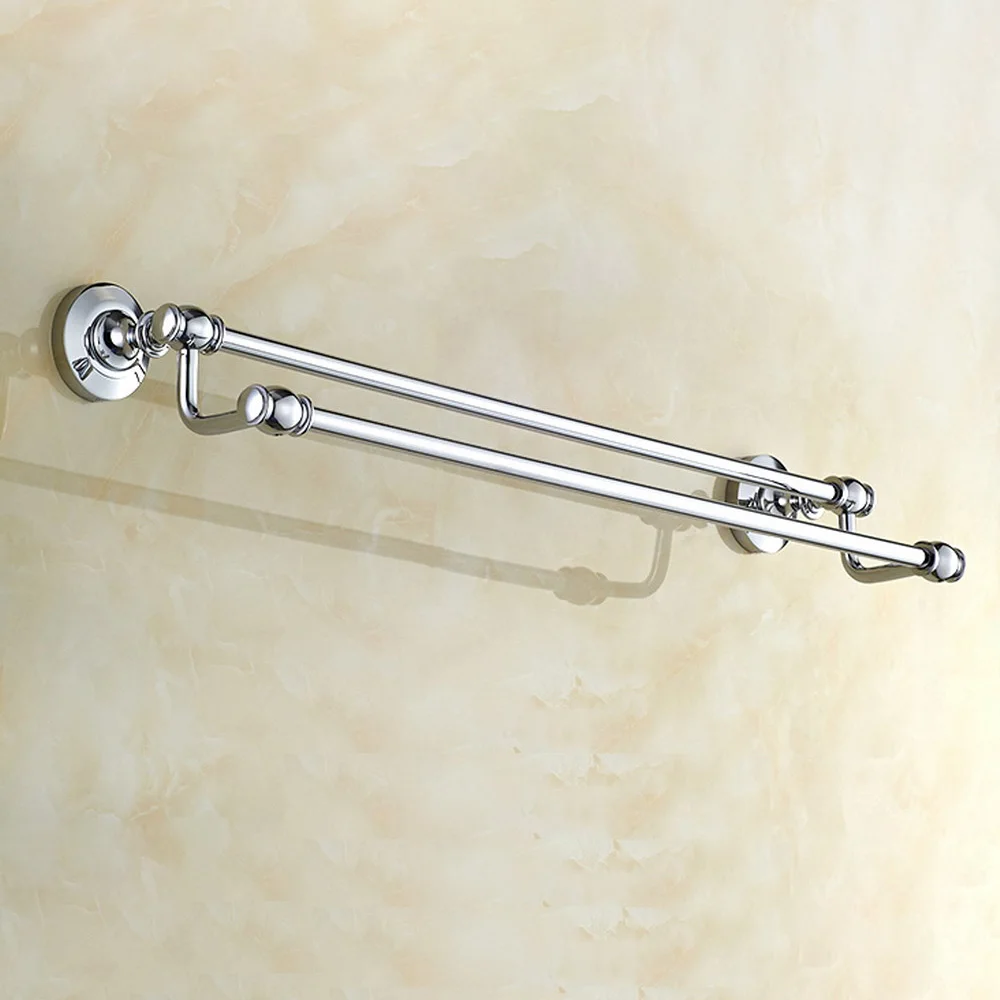 Chrome Brass Finish Bathroom Accessory Double Towel Bar Towel Rail Holder 60cm tba802