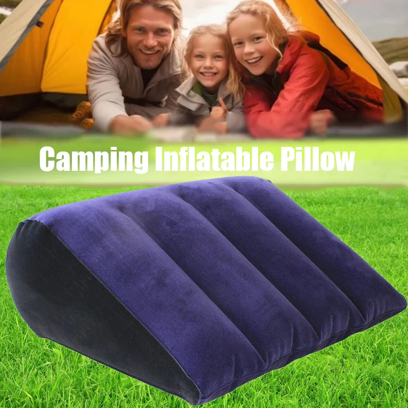 Inflatable PVC Flocking Pillow Wedge Love Pillow Triangle Foldable Master Cushion Labor-saving Sitting Camping Pillow Furniture 2