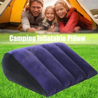 Inflatable PVC Flocking Pillow Wedge Love Pillow Triangle Foldable Master Cushion Labor-saving Sitting Camping Pillow Furniture 2