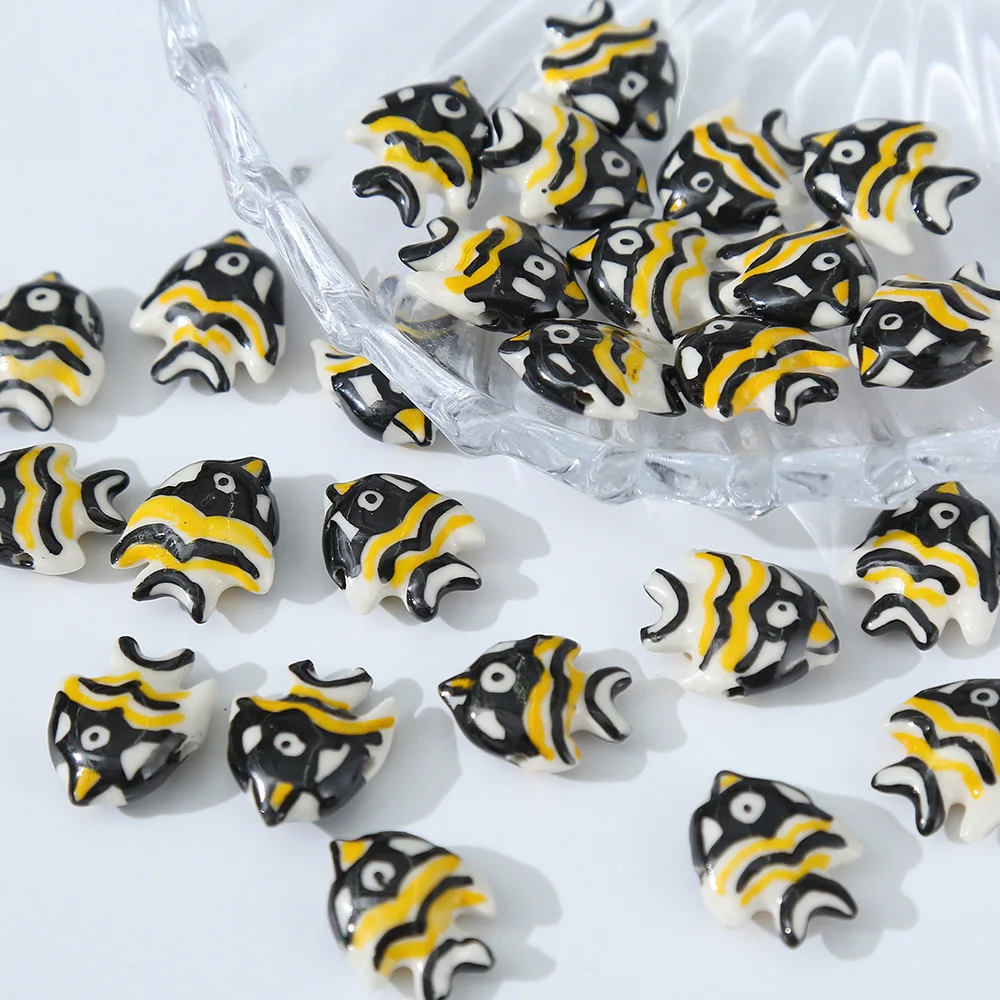 Black Series 3d Ceramic Bead Cartoon Shaped Bead String Diy Handmade Material