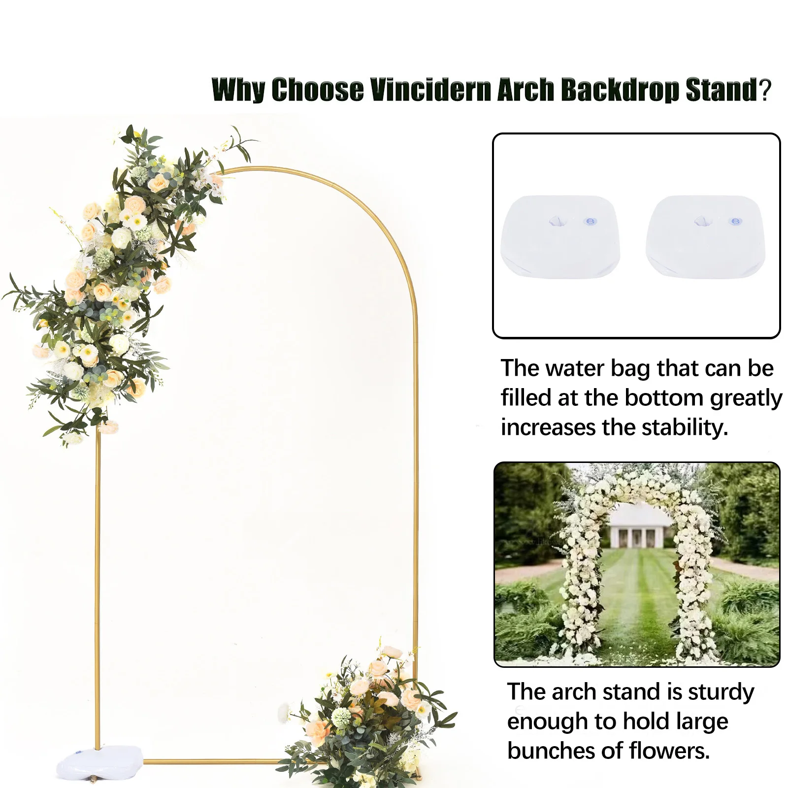 7.2ft Gold Metal Arch Backdrop Stand Wedding Arch for Birthday Party Bridal Baby Showers