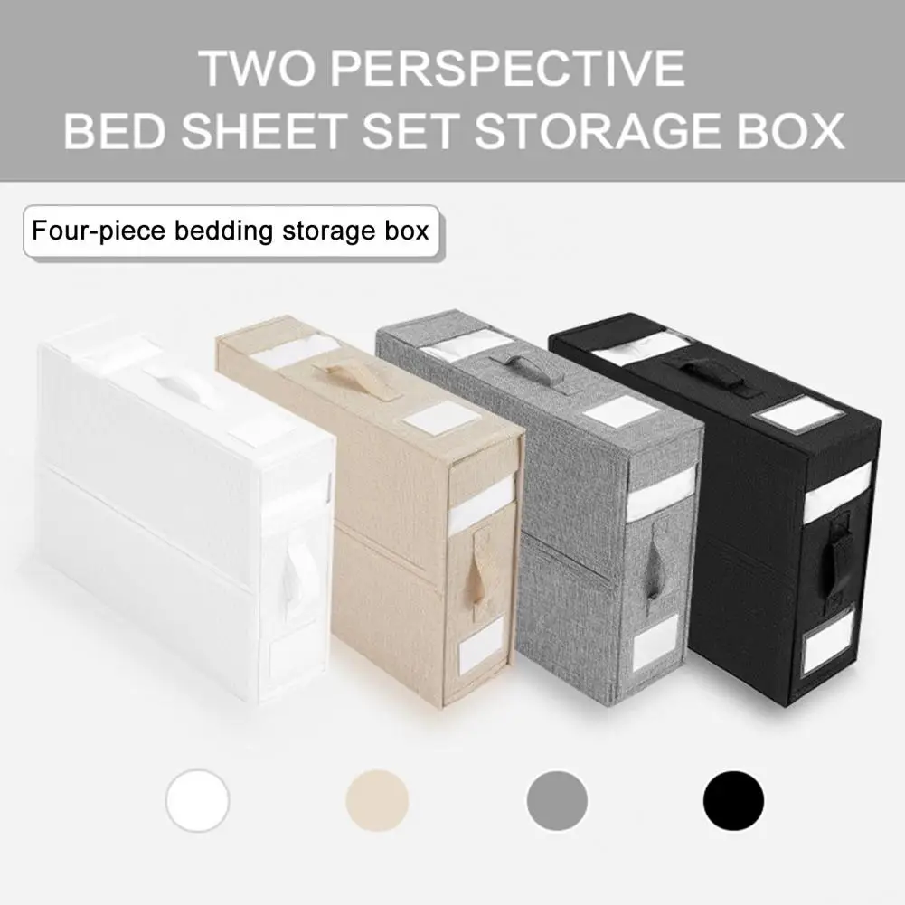 

Labeled Bins for Organized Sheet Storage Foldable Bed Sheet Set Organizer Imitation Linen Closet for Queen/king for Bedding