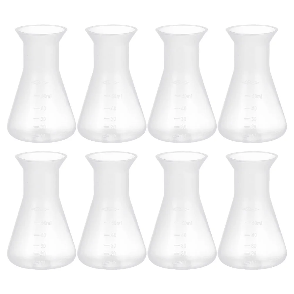 

Plastic Erlenmeyer Flask 8Pcs 50Ml Laboratory Flask Scientific Scale Erlenmeyer Flasks Lab Experiment Narrow Mouth