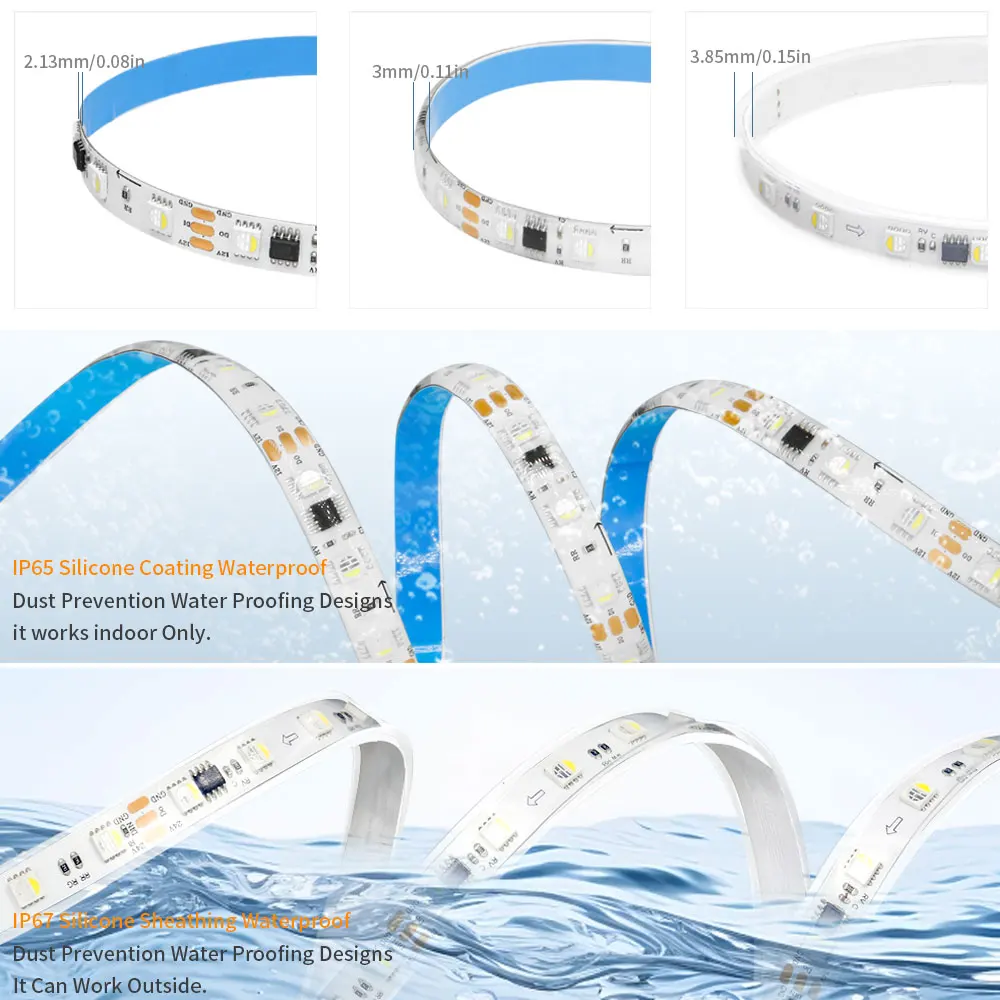 주소 지정 가능 LED 스트립, 4 in 1, SK6812, WS2811, RGBW, RGBNW, RGBWW, 5050 LED 조명, IP30, 65, 67, DC12 V, 24V, 60 픽셀, LED/m