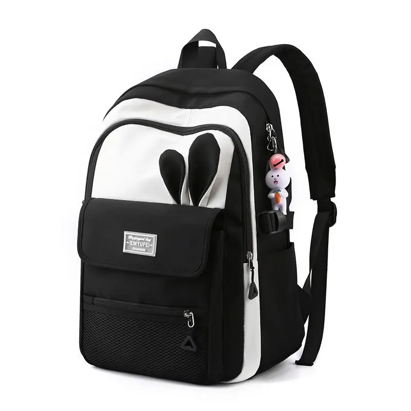 

Primary School Bags for Girls Middle Student Backpack Women Nylon Bookbags Cute Rabbit Ears