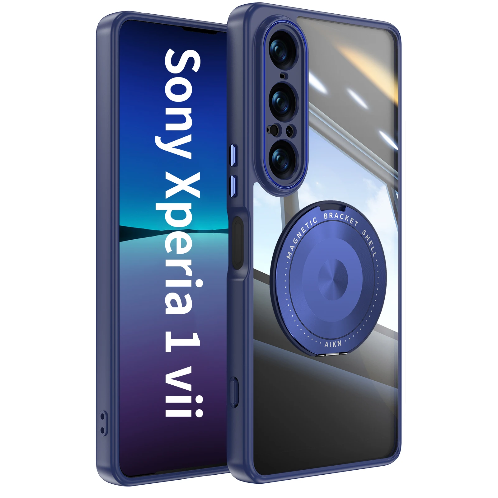 Magnetic Stand Glossy Clear Acrylic Hard Case - Shockproof Protection Back Cover