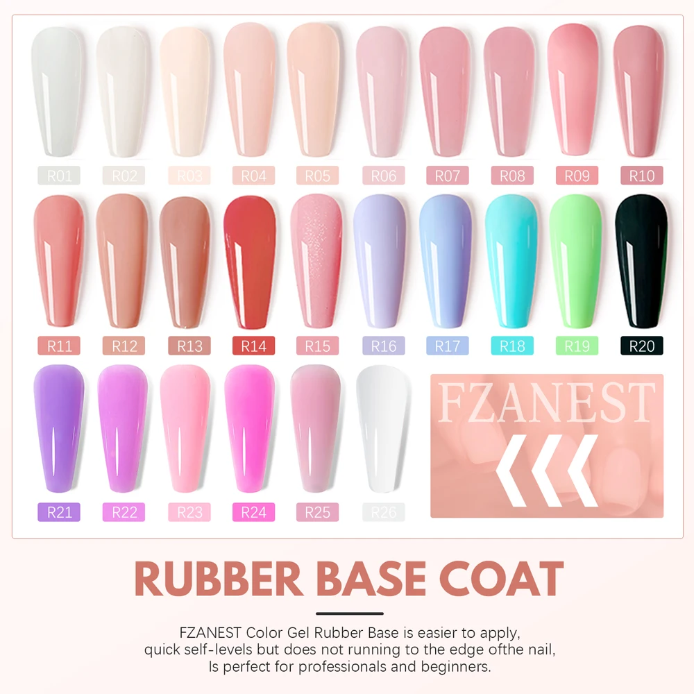 FZANEST Rubber Base Builder Gel for Nails Milky White Gel Nail Polish 5 in 1 Multifunctional Nail Gel Self Leveling Base Gel 6