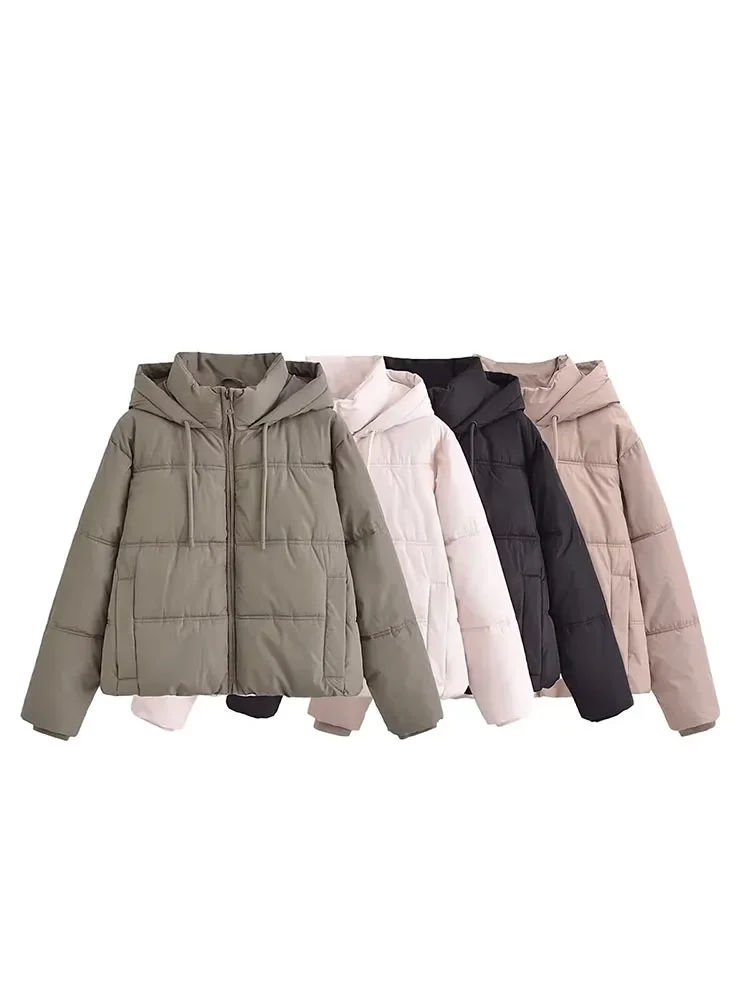 

Women 2023 Winter New Fashion With Drawstring Winter Thick Warm Coat Vintage Long Sleeve Hooded Female Outerwear Chic Tops