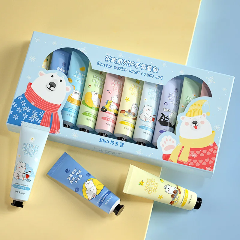 10pcs Fruit Flower Hand Cream Sets Sakura Avocado Chamomile Hand Creams Moisturizing Anti Wrinkle Hands Skin Care Products