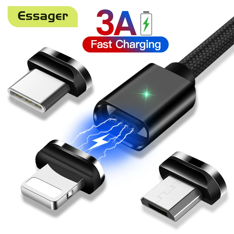 Essager Magnetic Micro Usb Cable For Iphone 12 Xiaomi Mi Fast Charging Data  Wire Cord Magnet Charger Usb Type C 3m Phone Cable - Mobile Phone Cables -  AliExpress