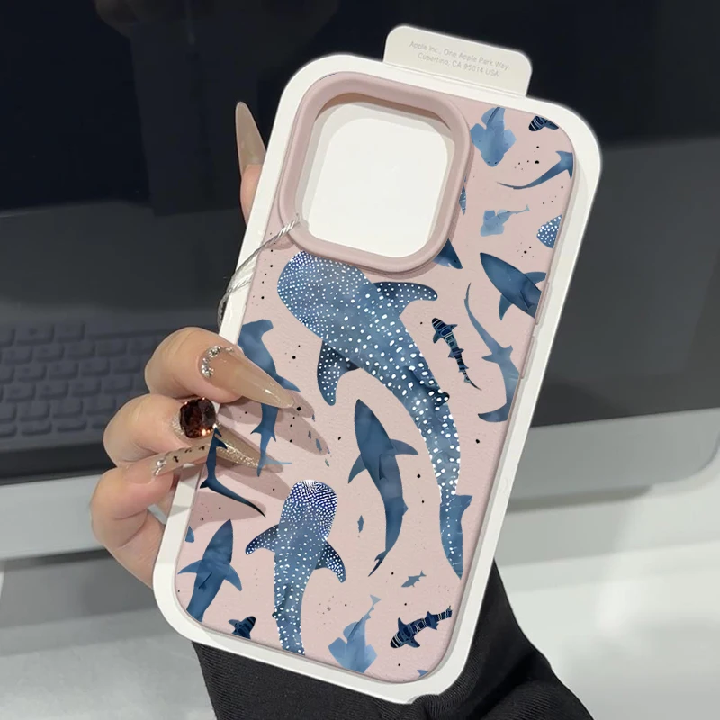 Whale Pattern Shockproof Soft Silicone Leather Texture Phone Case