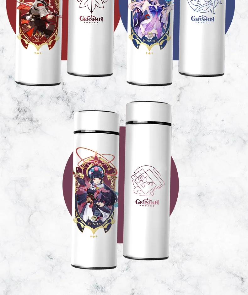 Genshin Impact Thermos Water Bottles Beelzebul Klee Insulated Bottles Temperature Display Vacuum Flask Anime Gifts Animations
