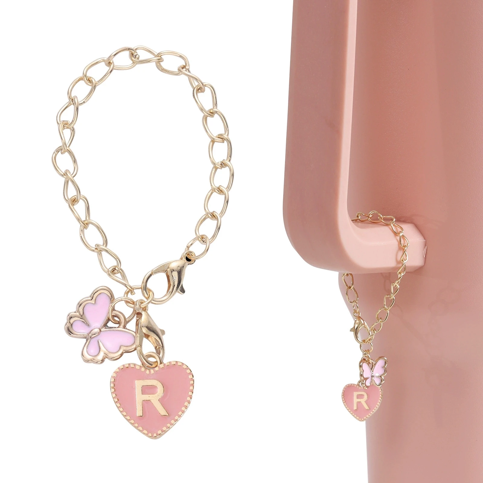 スタンレーカップアクセサリー A-Z 26文字チャーム ピンクハート