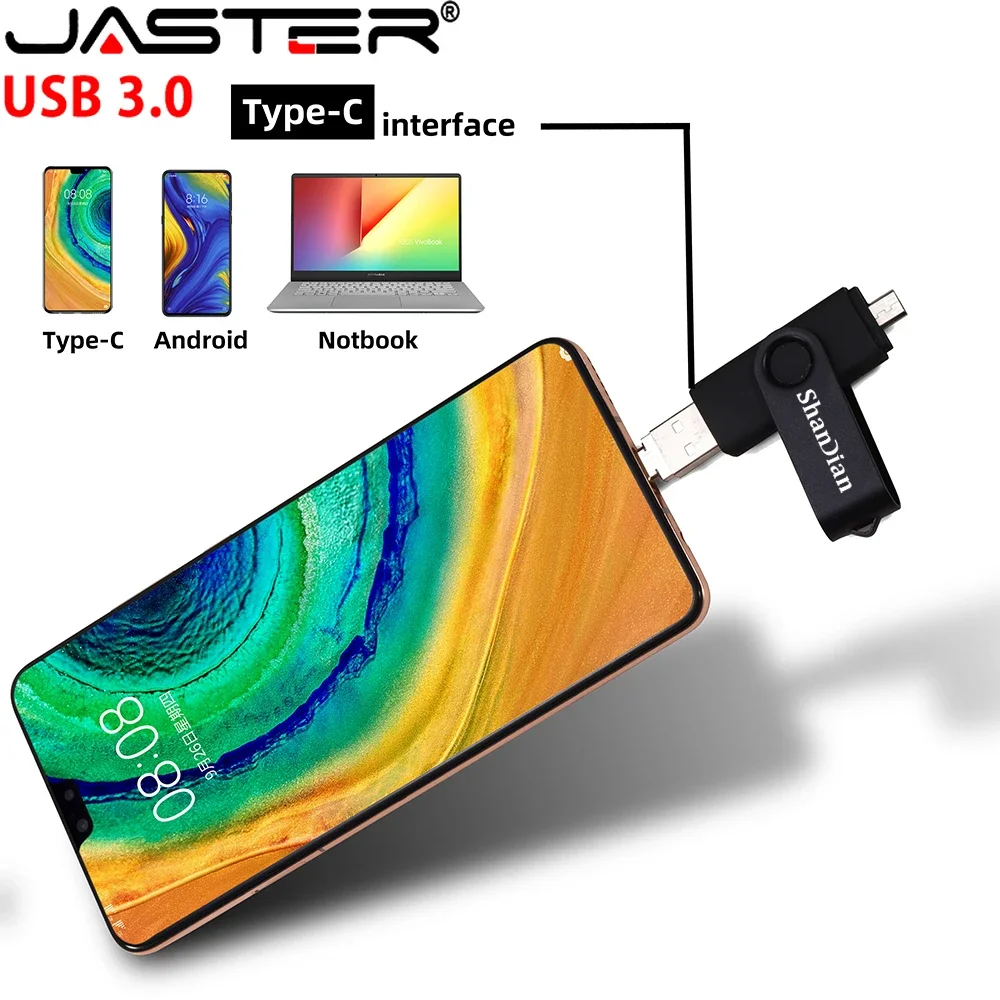 JASTER  USB 3.0 vysoký rychlost  OTG kov USB blesk pohon pendrive 4GB 8GB 16GB 32GB 64GB 128GB šifrovací klíč USB tyčinka pero pohon blesk TYPE-C