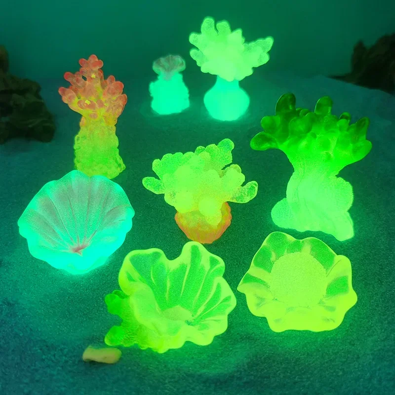 Luminous Coral Micro Landscape Ornaments - Glowing Oyster Aquarium Decor