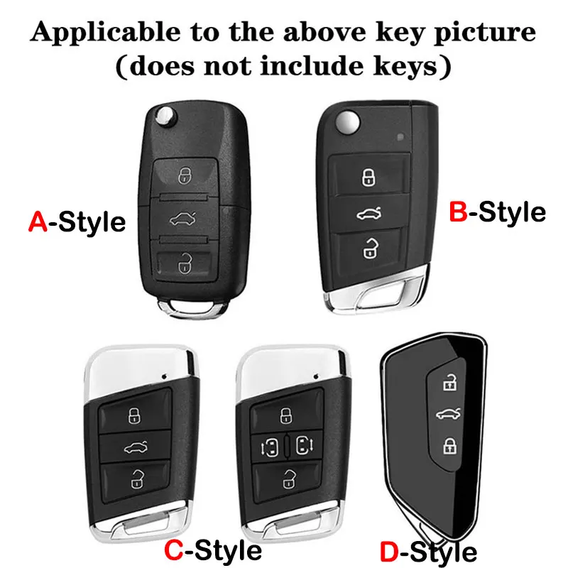 Alloy Leather Car Key Case Cover For VW Volkswagen Golf 7 MK7 Tiguan MK2 Seat Ateca Leon FR 2 Ibiza Skoda Octavia Kodiaq