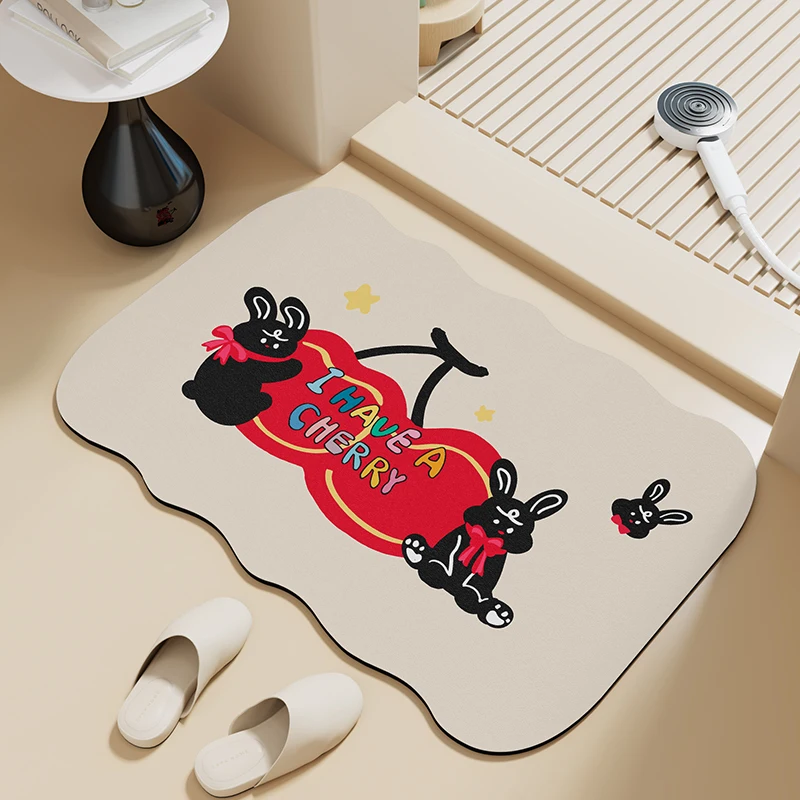 Bathroom floor mat, diatom mud absorbent mat, bathroom bath non-slip foot mat, special-shaped small fresh household carpet 5