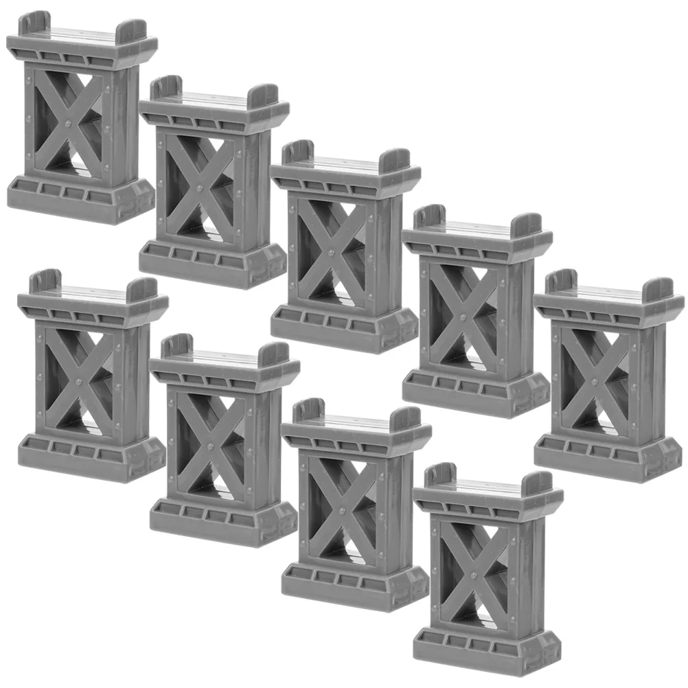 9Pcs Train Track Accessories Wooden Bridge Supports Gray Green Random Child Toy Trains Layout Stable System Compatible Brands
