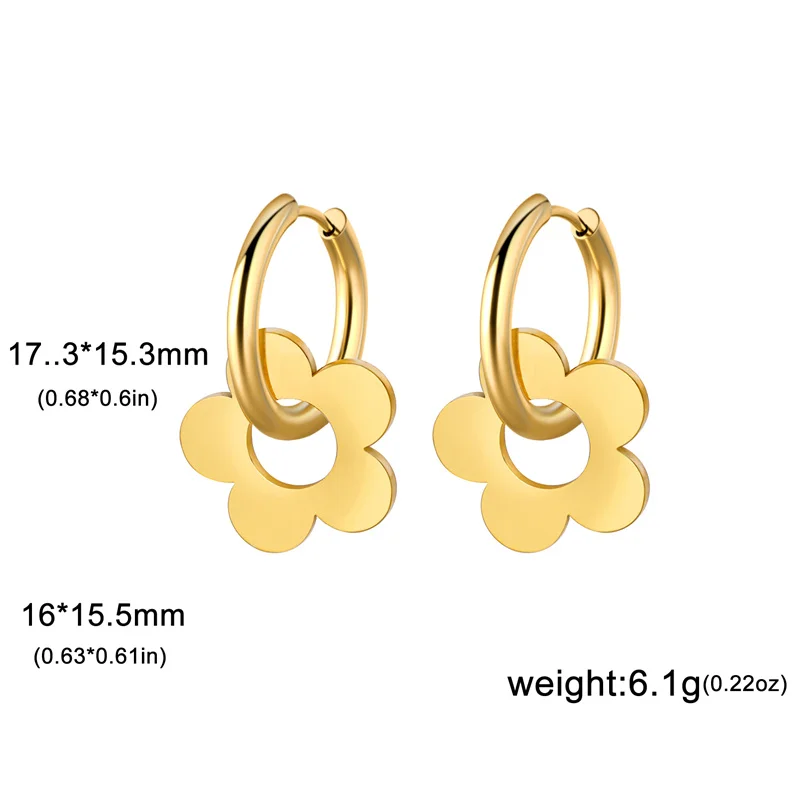 Edelstahl Ohrringe Frau Mond Stern Blume Anhänger Creolen 2023 Neue Leben des Baumes kolczyki Schmuck aretes de mujer – Detail 22