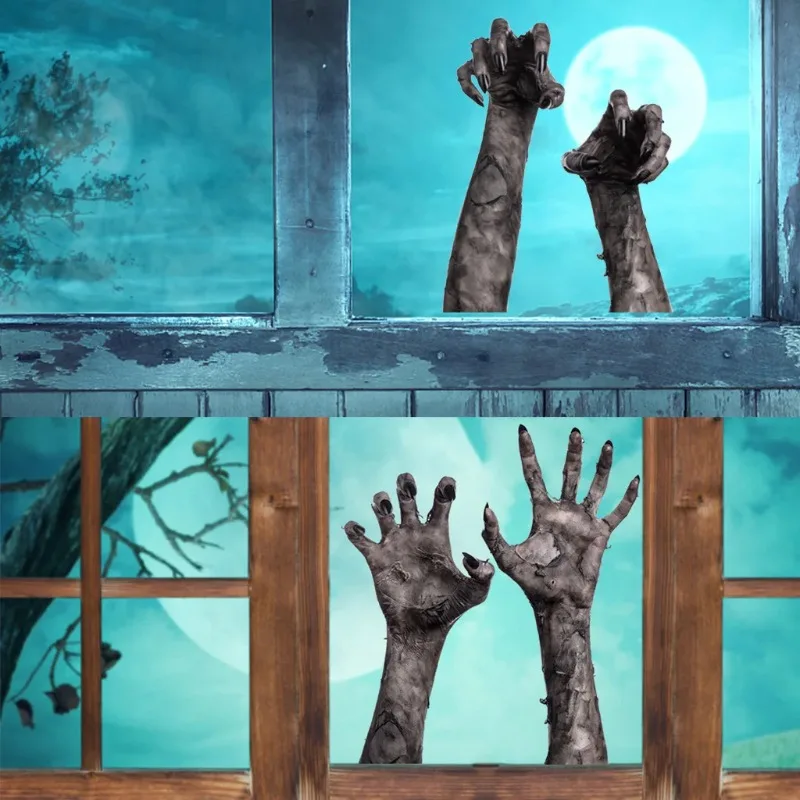 Halloween Decoration Devil Hand Wall Sticker Ghost Hand Window Sticker Halloween Party Home Bar Decorations Prank Prop Supplies